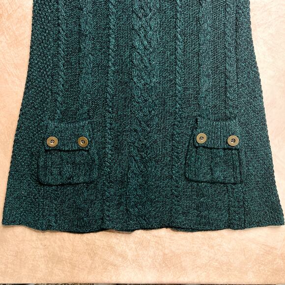 Style & Co Short Cap Sleeve Cable Knit Sweater Mini Dress Green Academia Grunge - Picture 4 of 7